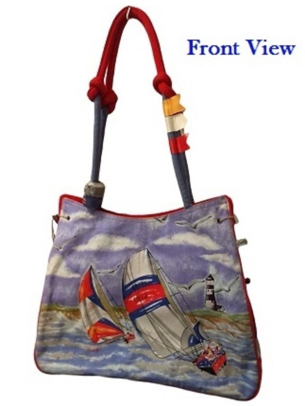 Roomy Nautical Sailing Regatta Canvas Tote - Picture 2 of 12